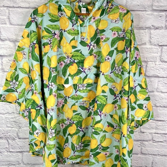 NWT! VERA BRADLEY RAIN PONCHO Lemon-Grove Print SZ S-M lightweight, foldable - Picture 6 of 8